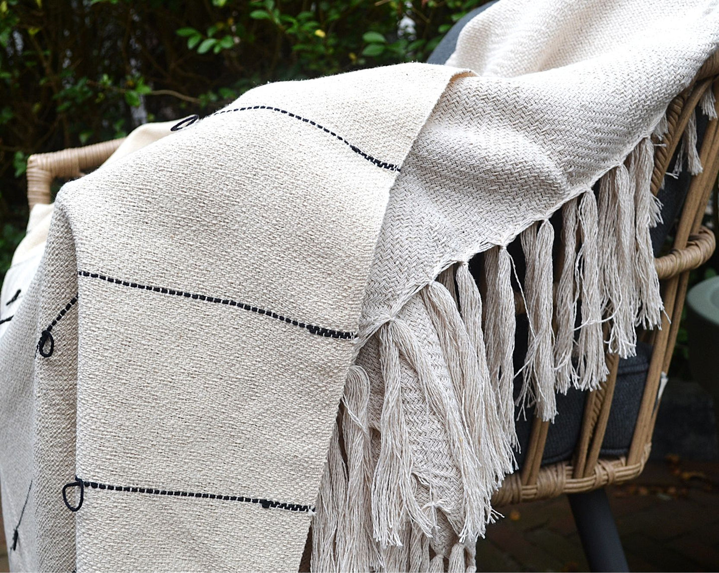 Loom Plaid – Handgeweven Plaid van 100% Organisch Katoen in Naturel Kleur