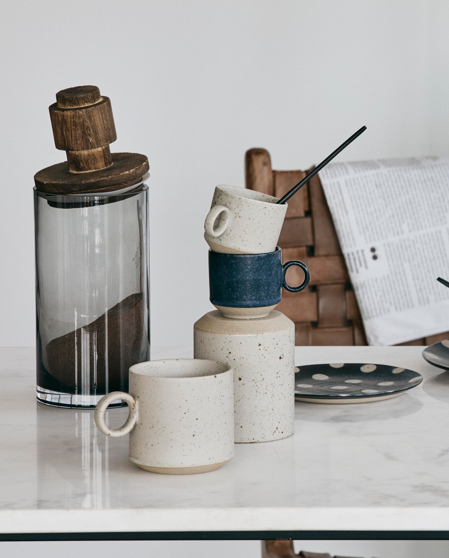 Scandinavische stijl - Nordal GRAINY servies diversen – Uniek Keramisch Servies met Reactief Glazuur