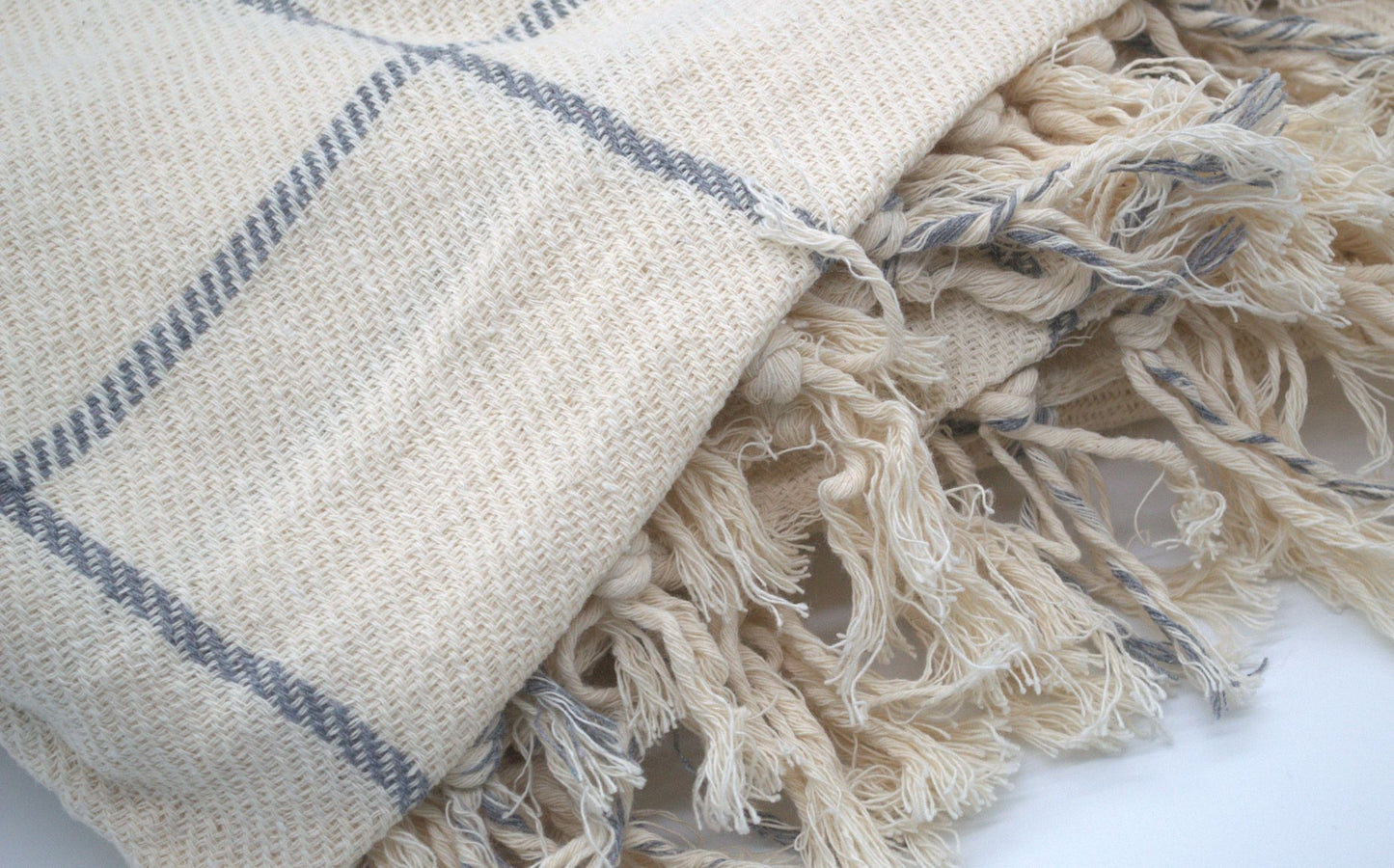 Plaid Breezy Blue – Handgeweven Deken van 100% Organisch Katoen, 220x255 cm