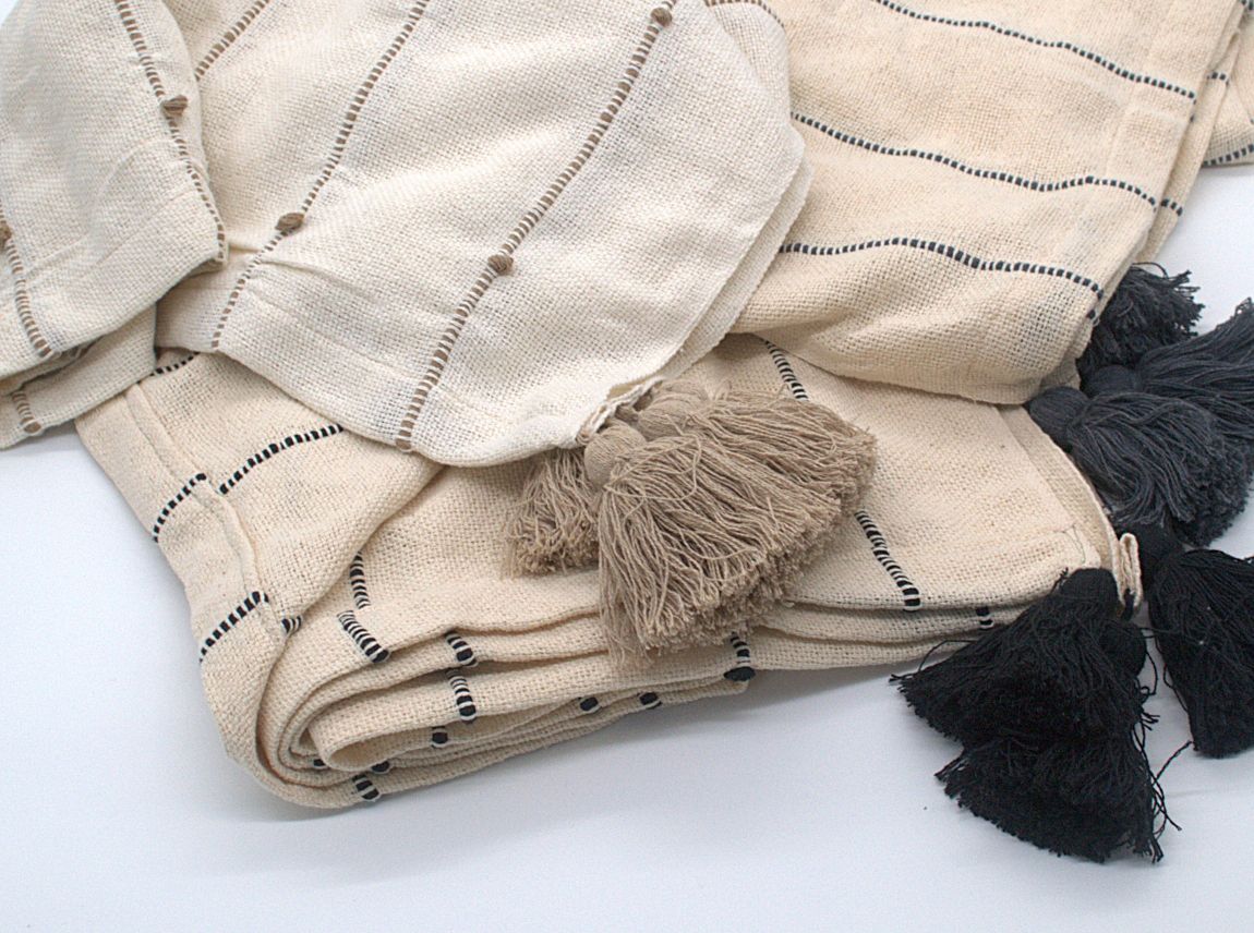 Katoenen plaid Nook Nuance beige organisch katoen.