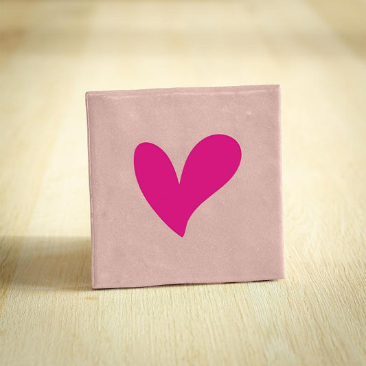 Gekleurde tegeltjes met tekst - Hartje roze 10 bij 10 cm