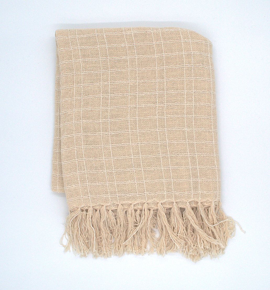 Ivoor Plaid – Zachte Naturel Handgeweven Plaid van 100% Organisch Katoen