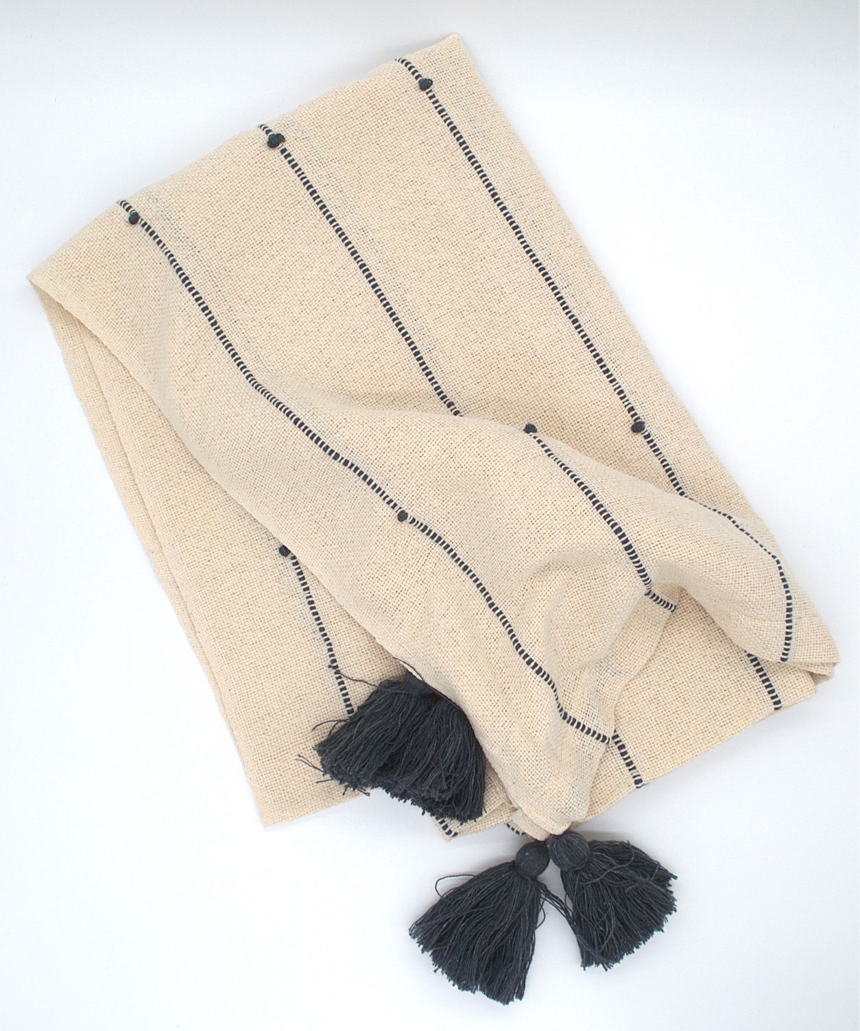 Katoenen plaid Nook Nuance beige met blauwgrijze accenten organisch katoen. 