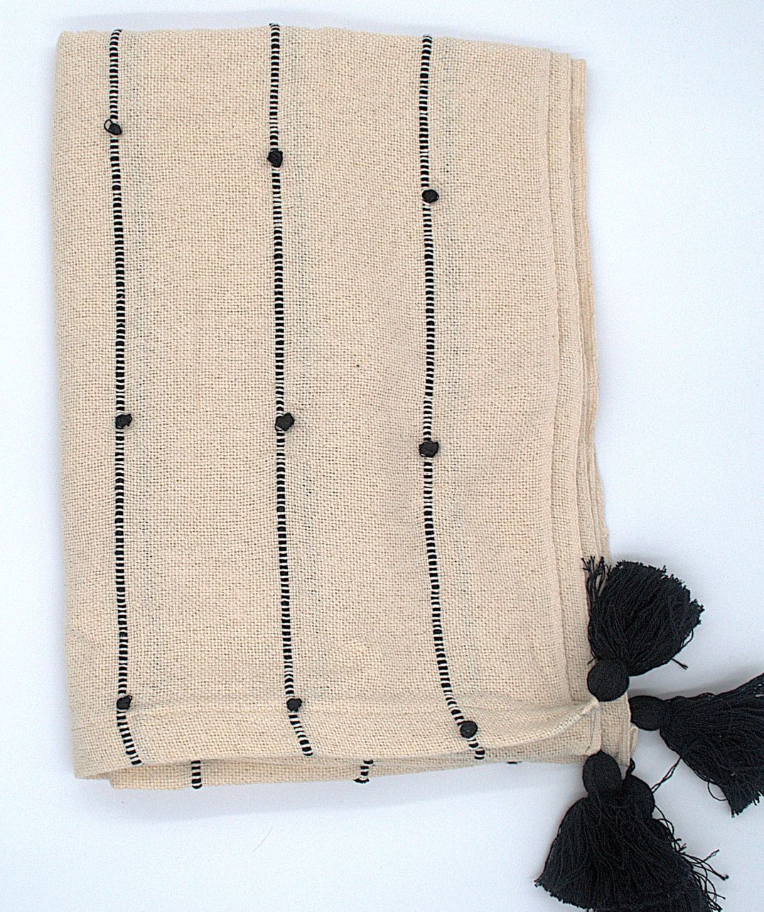 Katoenen plaid Nook Nuance beige met zwarte accenten.