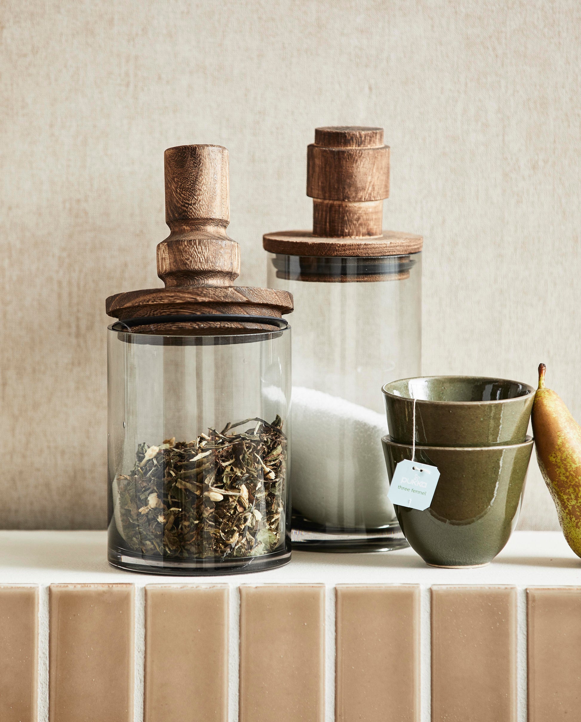 SALVIE glazen voorraadpot gerookt glas L - Servies van Nordal